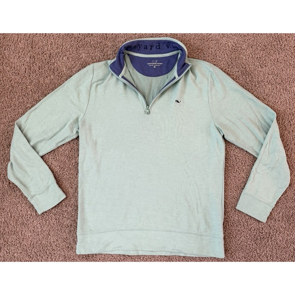 Vineyard Vines 1/4 Zip Long Sleeve Pullover Men's 100% Cotton Medium Mint Green